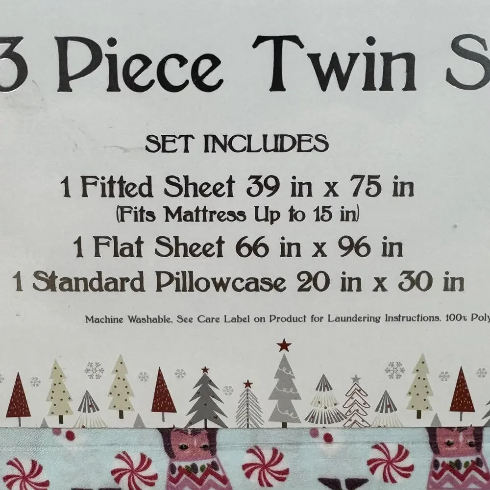Christmas 3 Piece‎ Twin Sheet Set Nutcracker Holiday Pattern White Trees